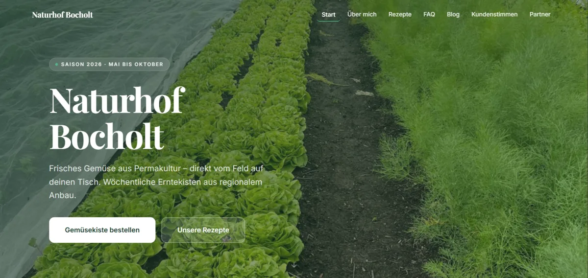Naturhof Bocholt Website Screenshot
